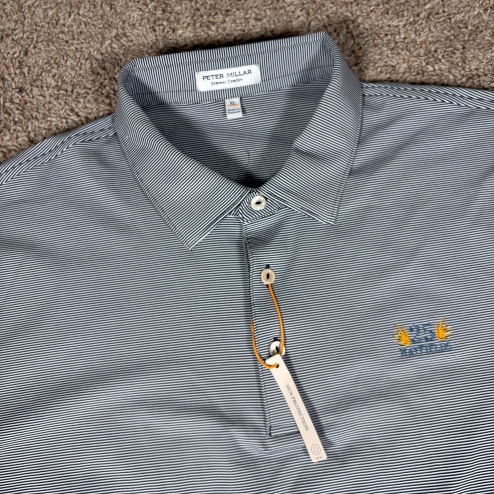 Peter Millar Summer Comfort Polo Shirt Striped Sun Protection XL